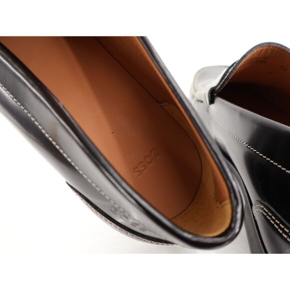 Hugo Boss Lycia Penny Loafer Size 42 EU 12 US Black Patent Leather Slip On Shoes - Picture 11 of 12